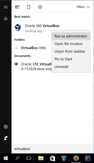 Virtualbox Run as Administrator